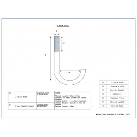 M12 Square Bend Hook Bolt - 50mm Width x 200mm Length